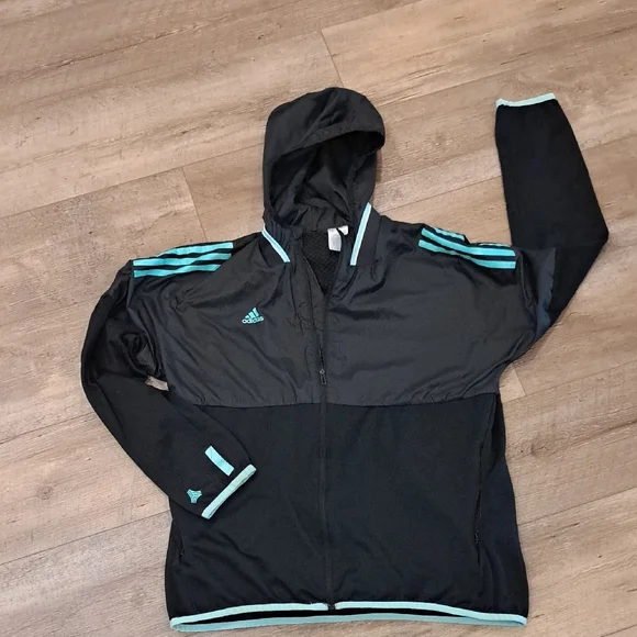 Adidas Black Jacket with Teal Highlights - Picture 2 of 3